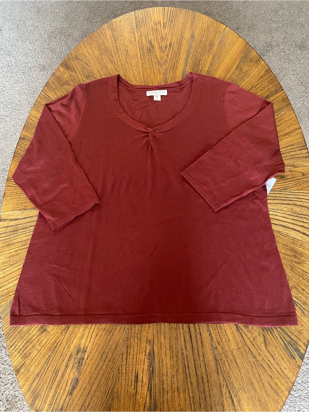 Coldwater Creek Women's Burgundy Twist-Front Long Sleeve Top